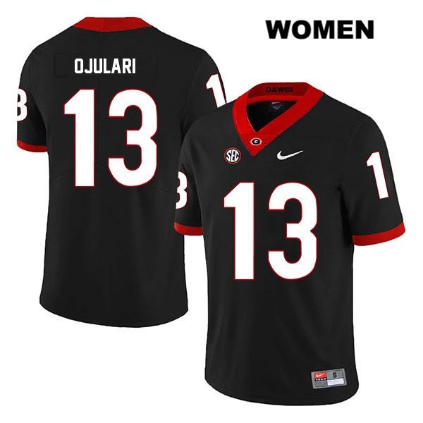 Georgia Bulldogs Women's Azeez Ojulari #13 NCAA Legend Authentic Black Nike Stitched College Football Jersey OMS2456TS